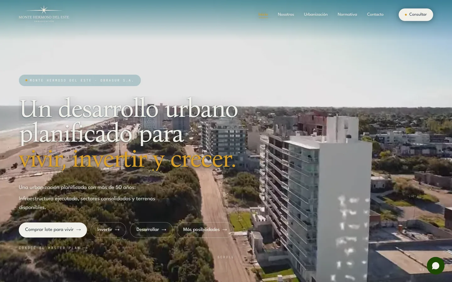 Home de Monte Hermoso del Este con el video aéreo de la costa y las cuatro puertas de entrada por intención