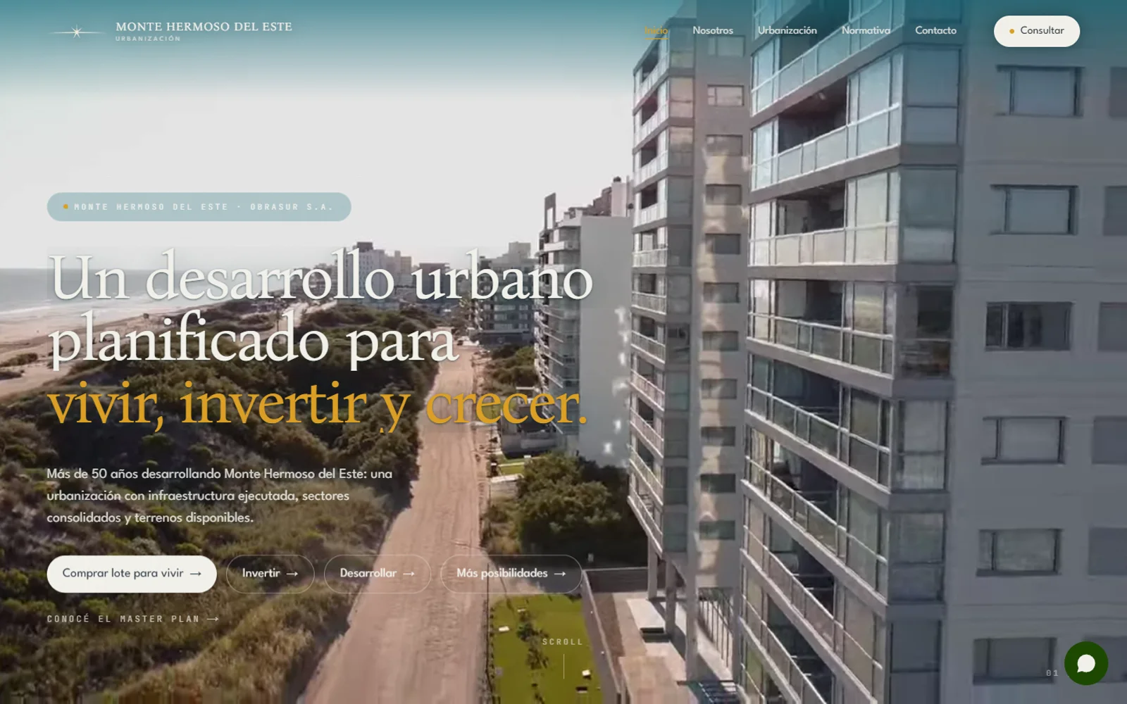 El sitio publicado de Monte Hermoso del Este, tal como se ve hoy